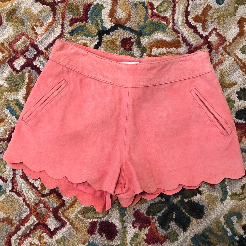 Forever 21 Leather Scalloped Pink Shorts Size 26